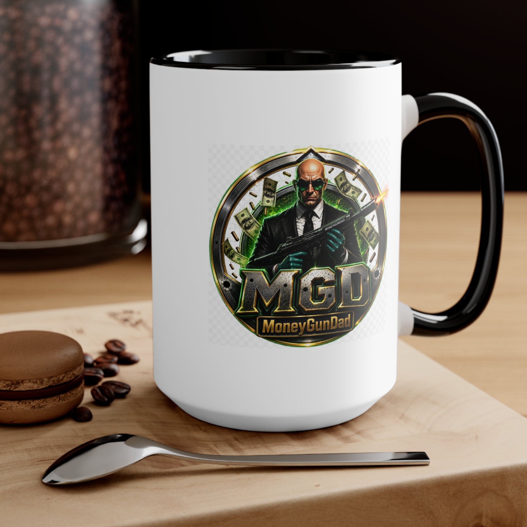 MoneyGunDad Accent Mug — Gamer/Streamer Logo Coffee Cup