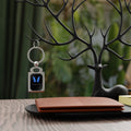 Rectangle Photo Keyring — Blue Butterfly 'Team Bird' Metal Keychain