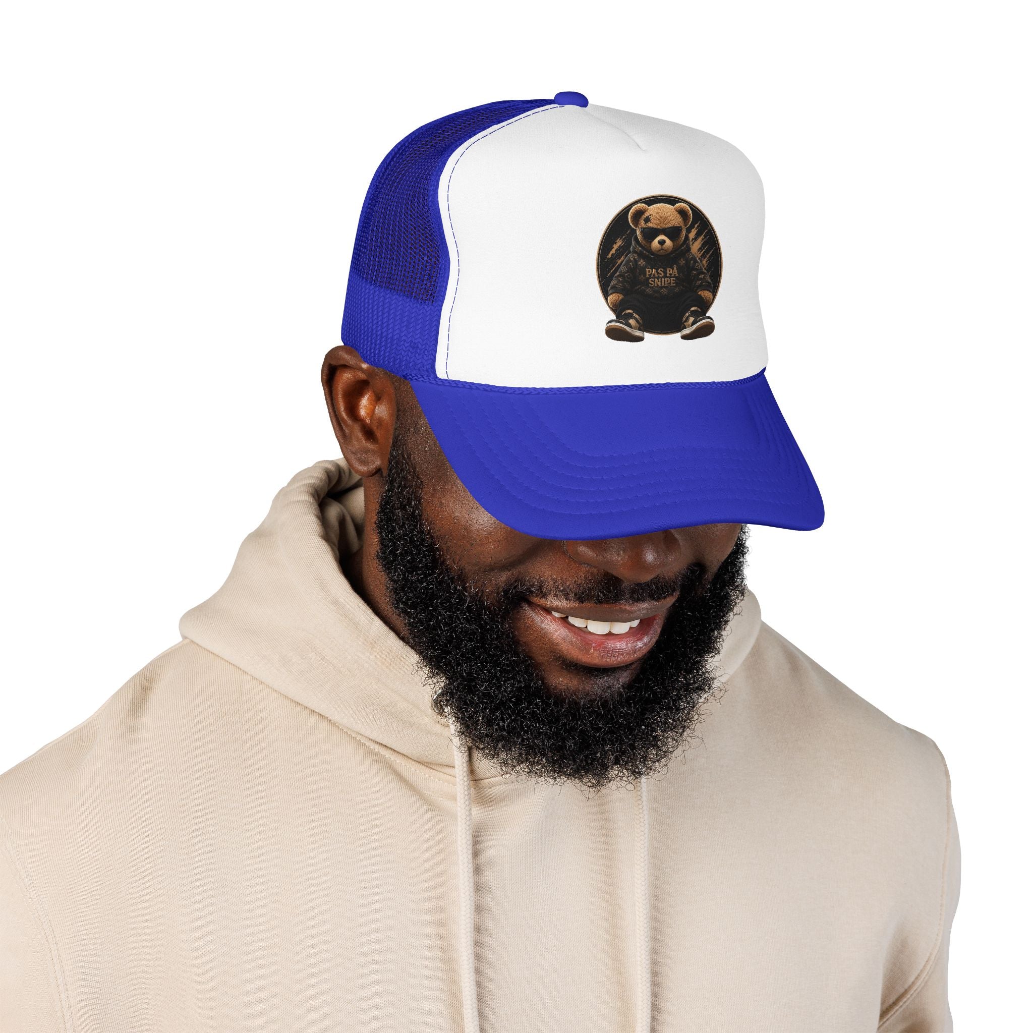 Teddy Bear Trucker Hat — Vintage "Pas de Panier" Patch Cap