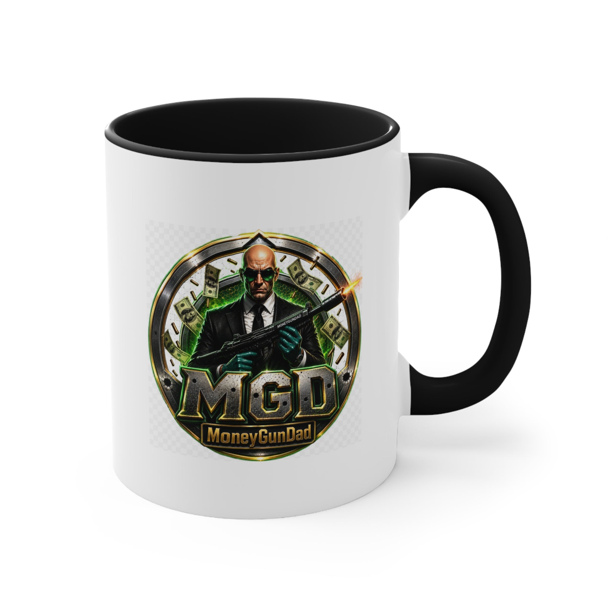 MoneyGunDad Accent Mug — Gamer/Streamer Logo Coffee Cup