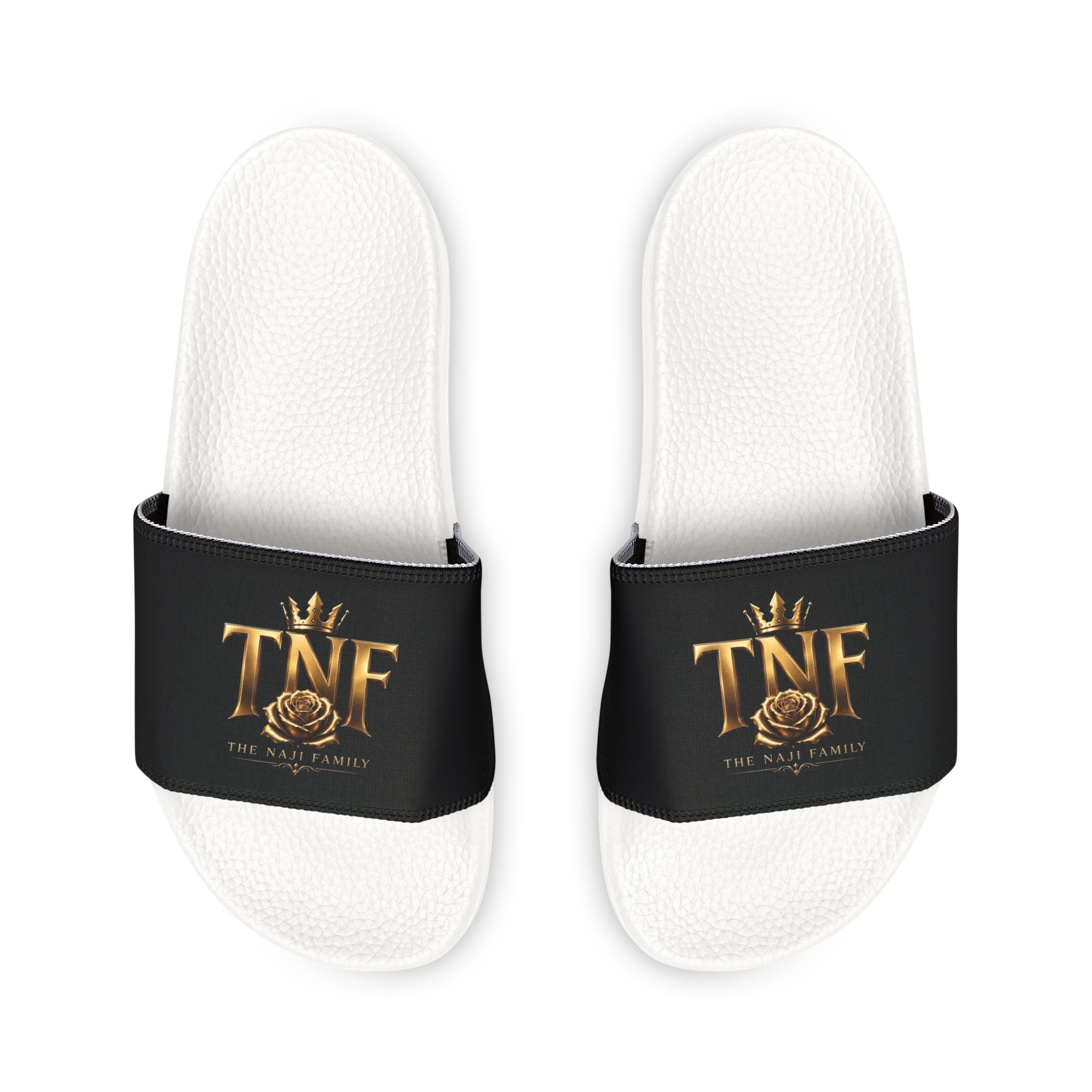 Slide Sandals — Black Gold Logo Removable-Strap Slides