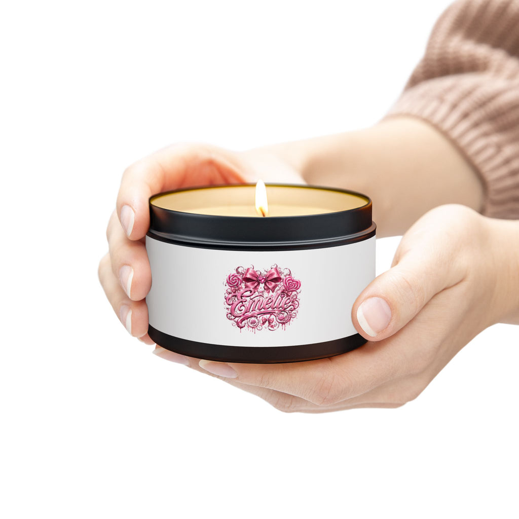 Floral Pink 'Hello' Tin Candle – Scented Decorative Travel Candle