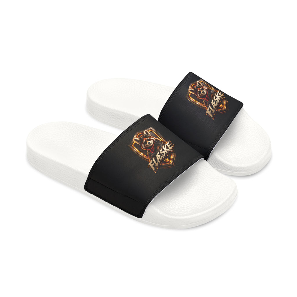 Slide Sandals — "Fireside" Skull Flame Removable-Strap Slides for Men