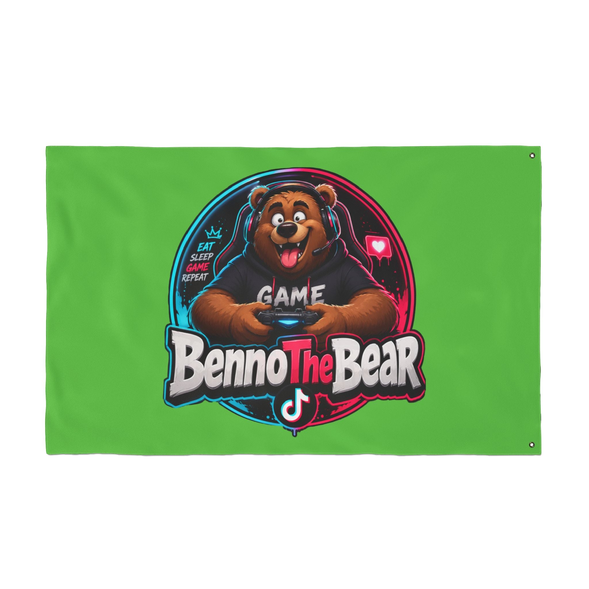 Benno The Bear Gaming Flag — Double-Sided Gamers Banner