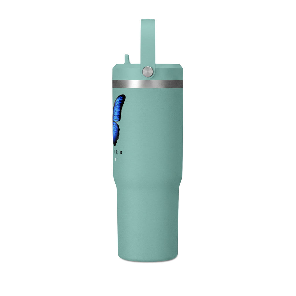 Butterfly Nomad Tumbler 32oz — Insulated Travel Mug with Blue Monarch Design