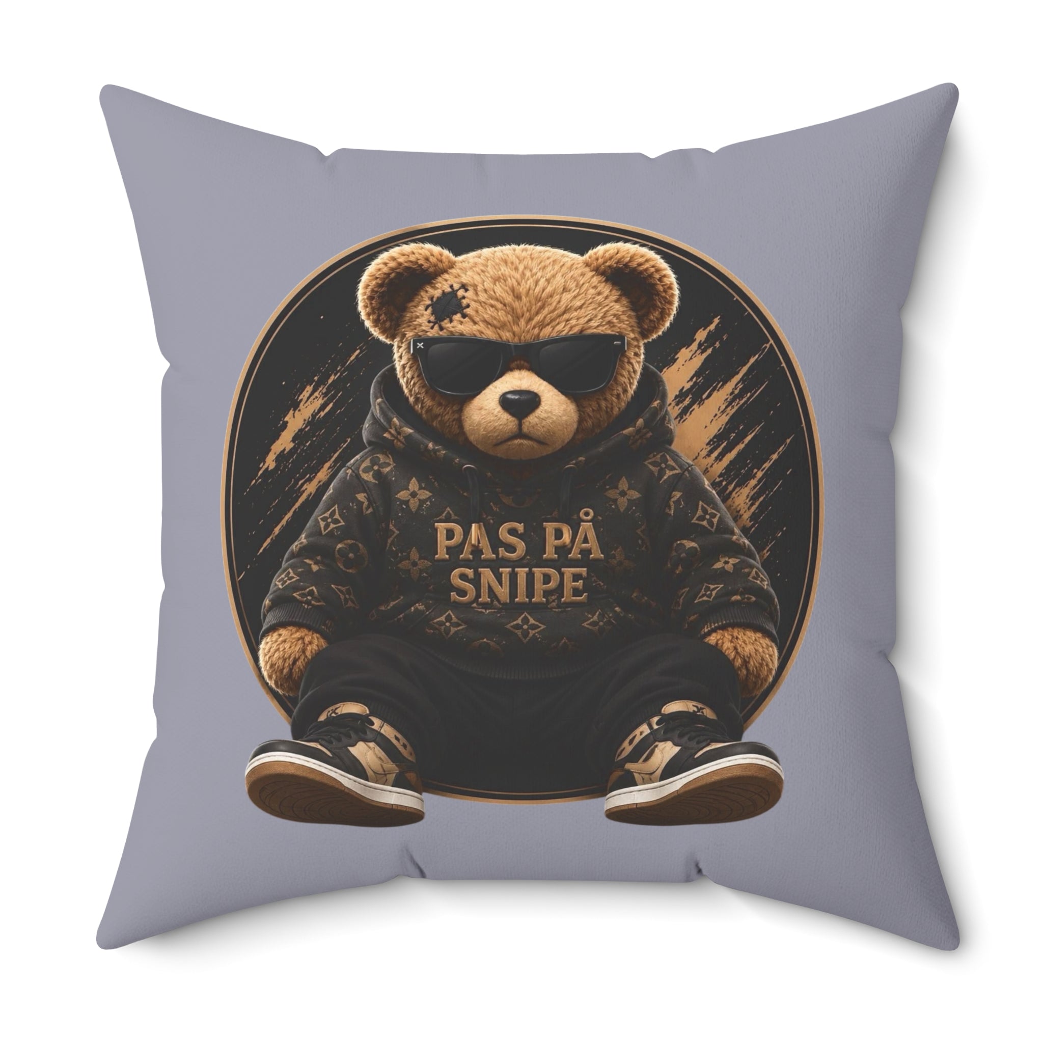 Teddy Bear 'Pas På Snipe' Decorative Pillow — Cozy Scandinavian Accent Pillow