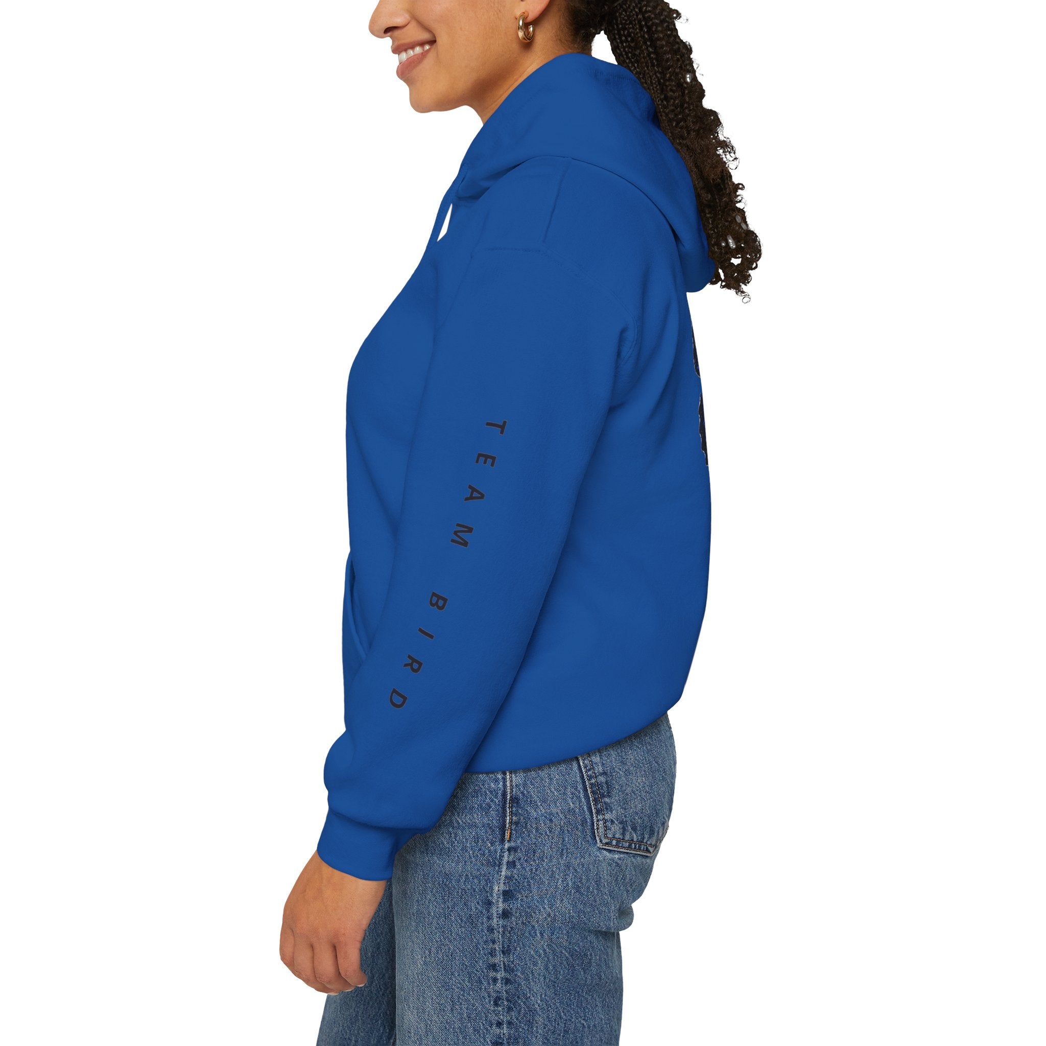 Butterfly Hoodie — "Team Bird" Blue Butterfly Graphic Hooded Sweatshirt