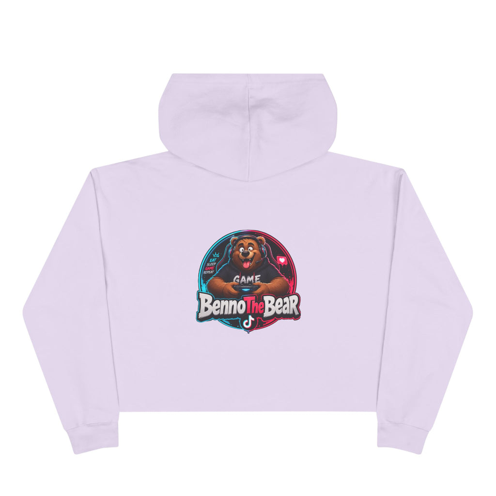 Benno The Bear Crop Hoodie — Cute Gamer Bear Logo Cropped Hoodie