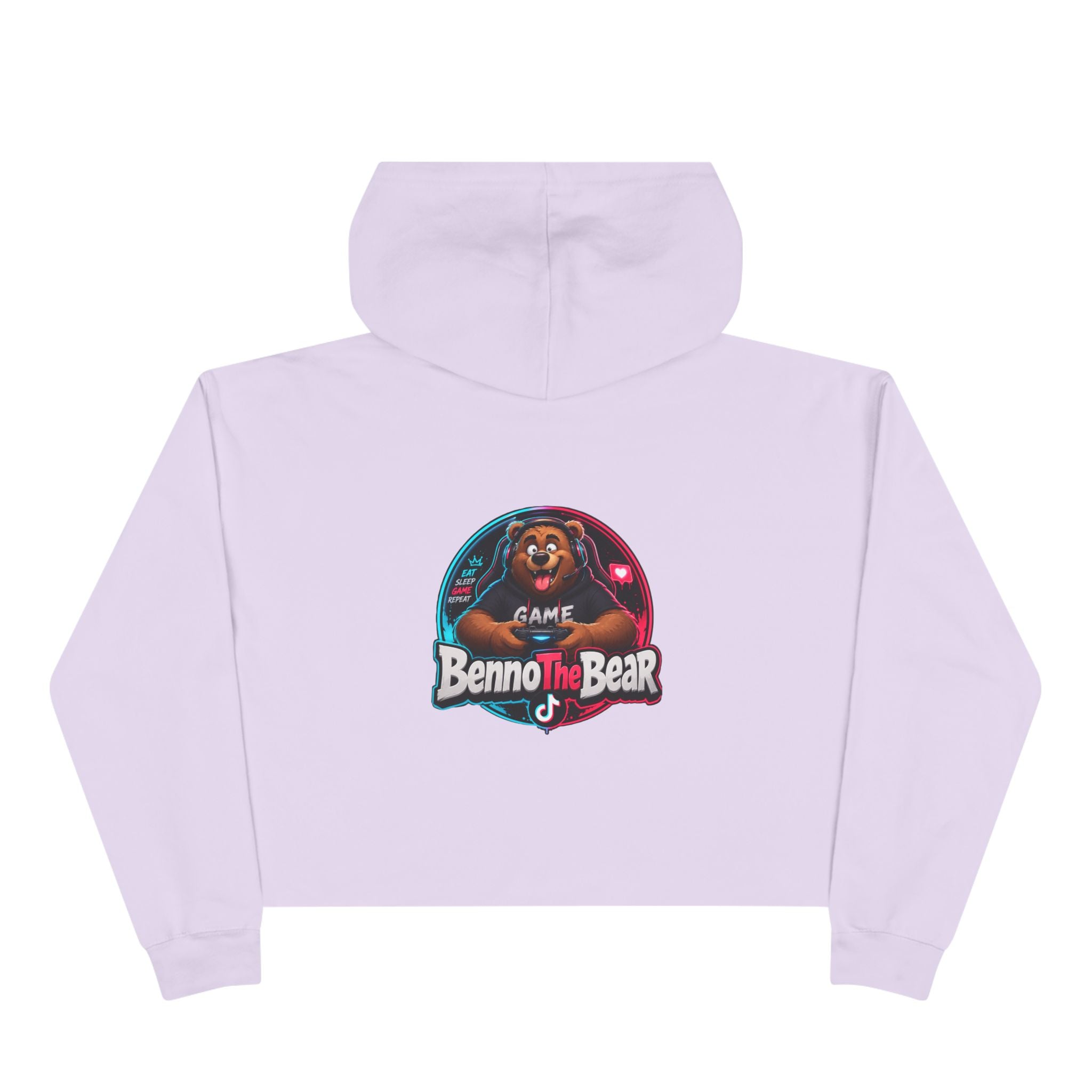 Benno The Bear Crop Hoodie — Cute Gamer Bear Logo Cropped Hoodie