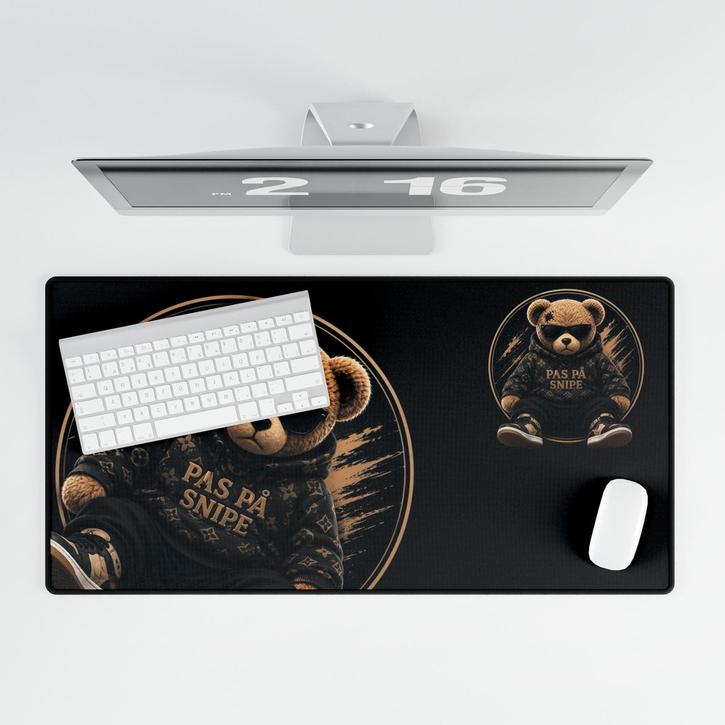 Pas På Snipe Teddy Desk Mat — XXL Gaming/Work Mousepad with Stylish Bear Design