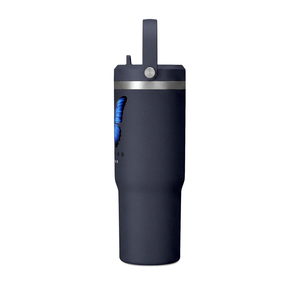 Butterfly Nomad Tumbler 32oz — Insulated Travel Mug with Blue Monarch Design