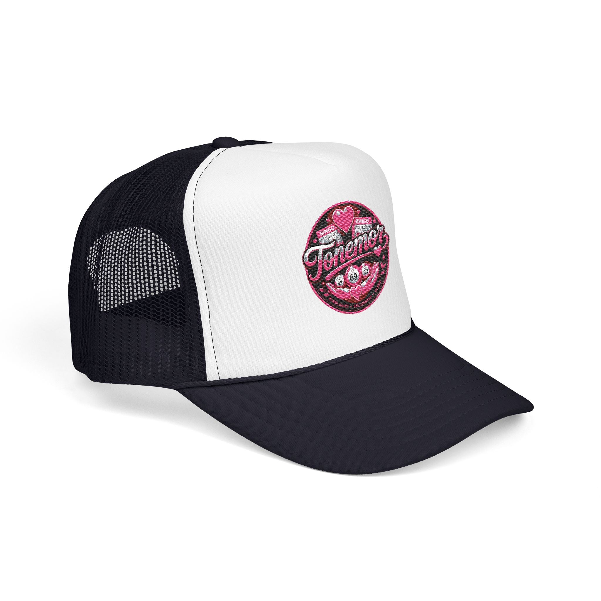 Foam Trucker Hat — Pink Glitter "Tenerme" Heart Patch Cap