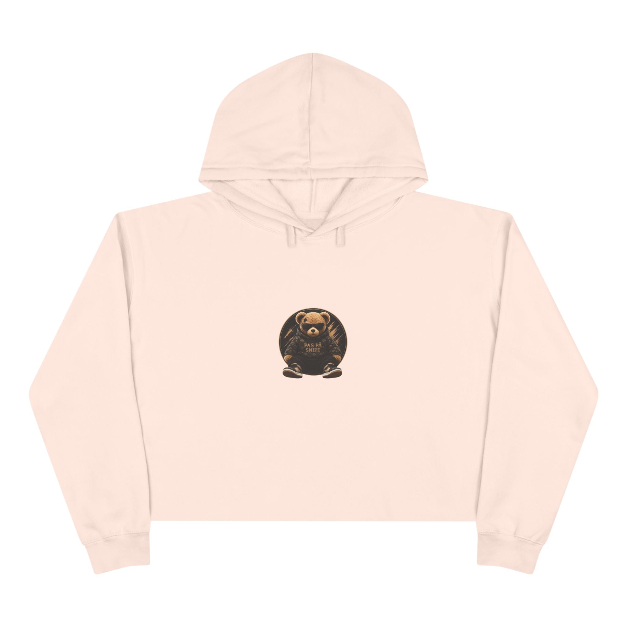 Teddy Bear Crop Hoodie — 'Kiss Me I'm Yours' Cute Graphic Cropped Hoodie