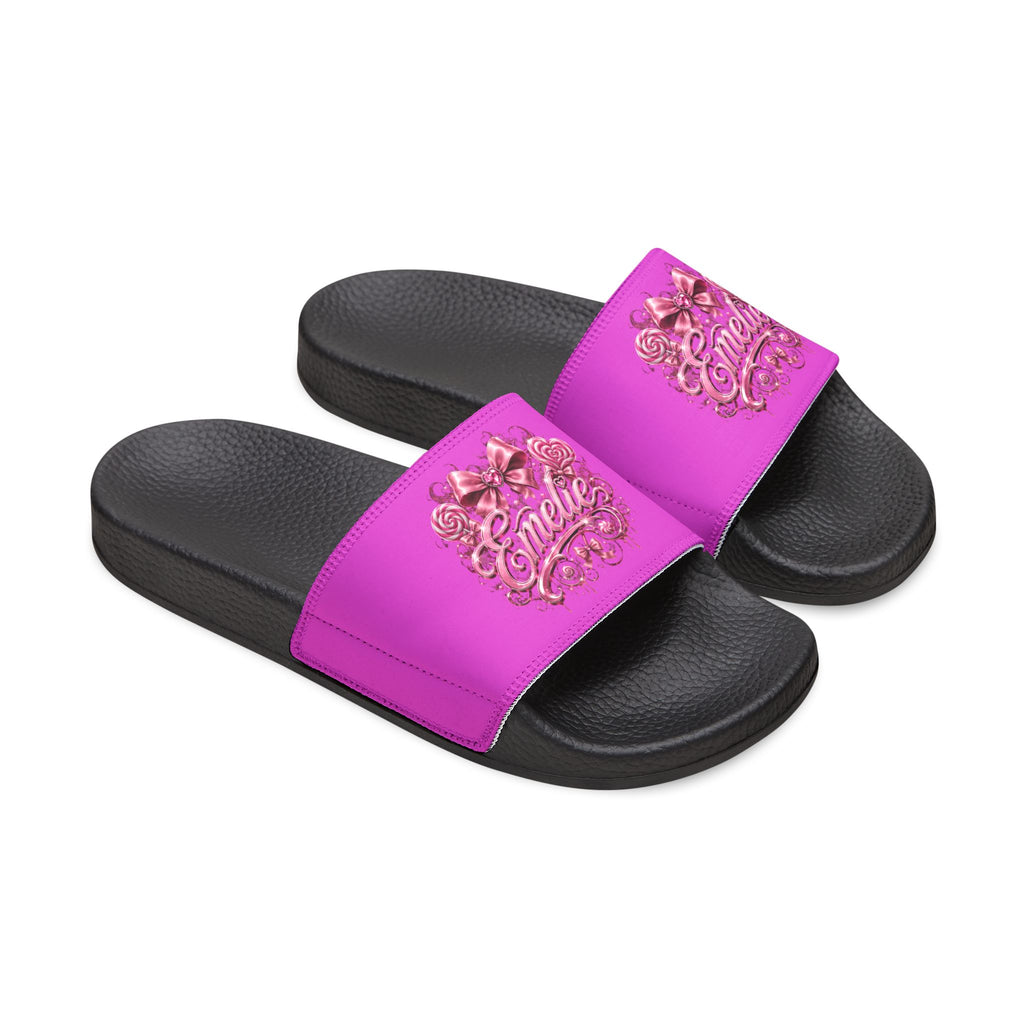 Men's Slide Sandals — Pink Floral 'Epic Mom' Embossed Strap