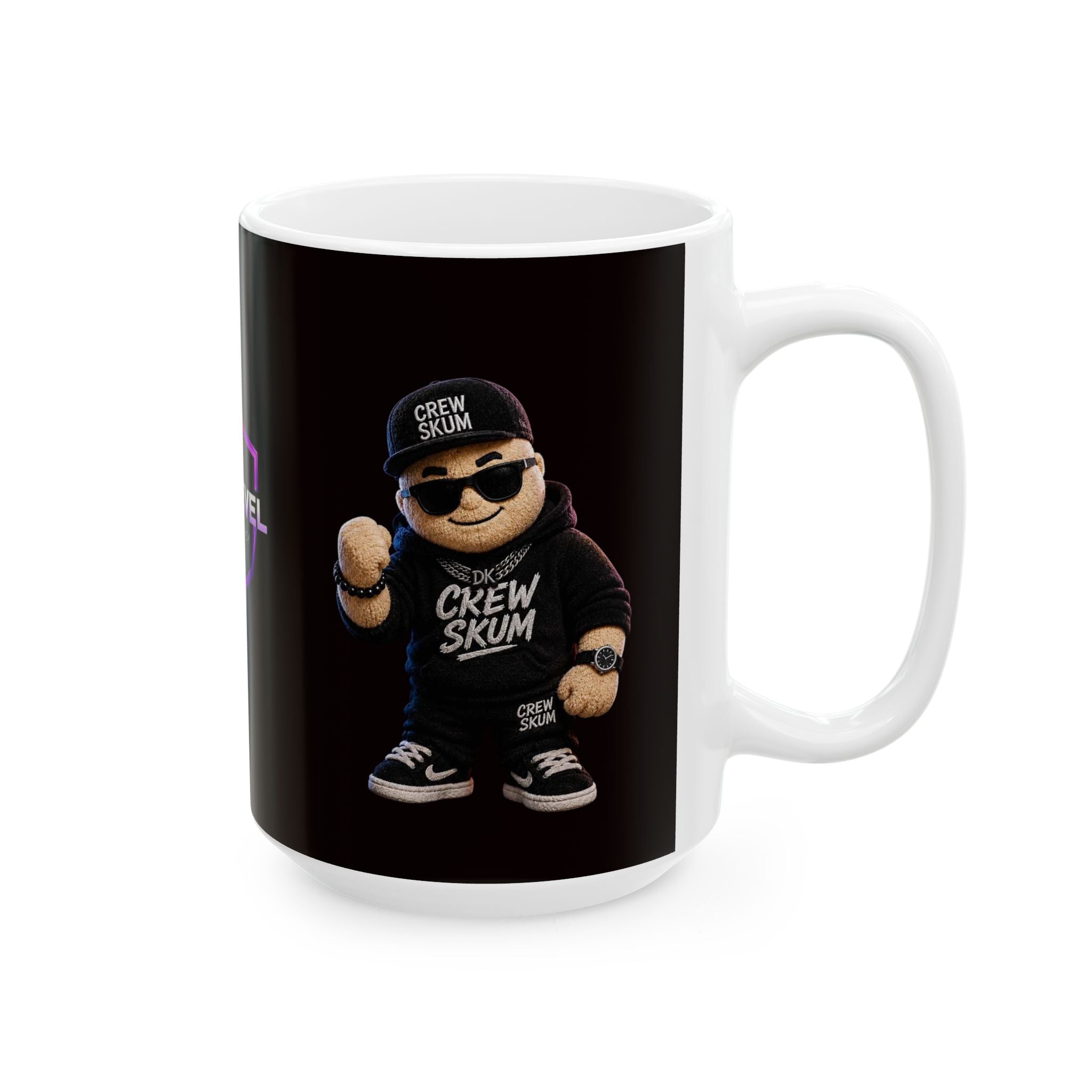Next Level Creator Agency Logo Ceramic Mug — Black Branded Coffee Cup (11oz, 15oz)