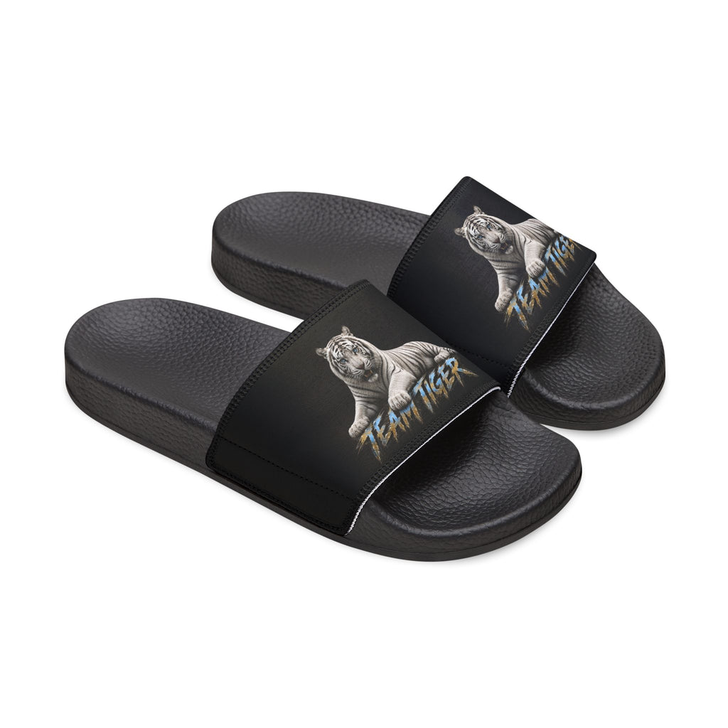 Tiger Graphic Slide Sandals — "Team Tiger" Removable-Strap Men's Slides