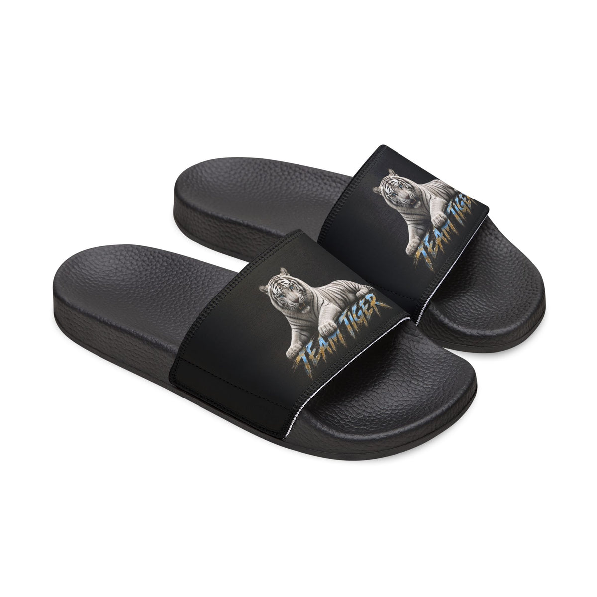 Tiger Graphic Slide Sandals — "Team Tiger" Removable-Strap Men's Slides