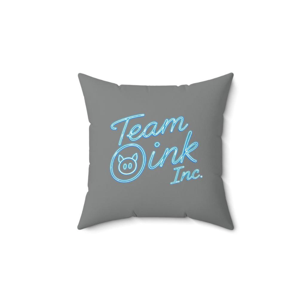 Team Oink Inc. Neon Logo Pillow — Square Decorative Throw Pillow