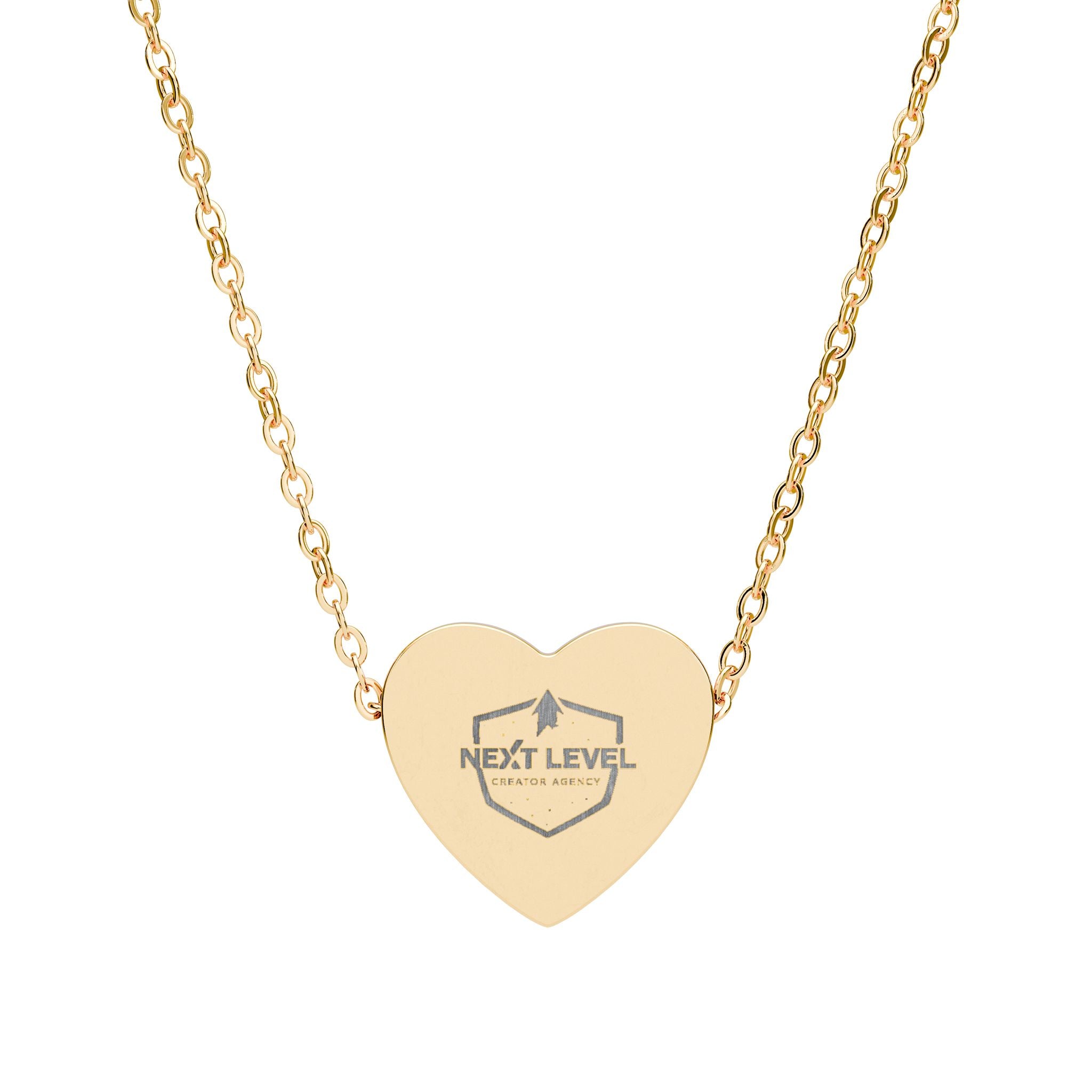 NLC Engraved Heart Necklace — Personalized Crown & Initial Pendant