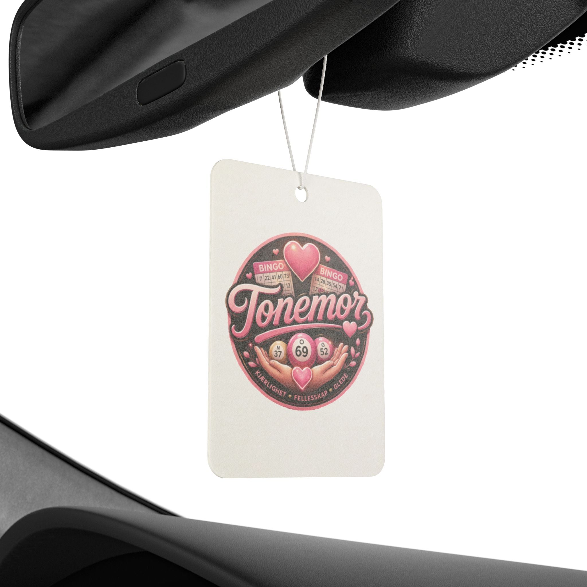 Car Air Freshener — Vintage Pink "Tonemoz" Heart Badge Scented Ornament