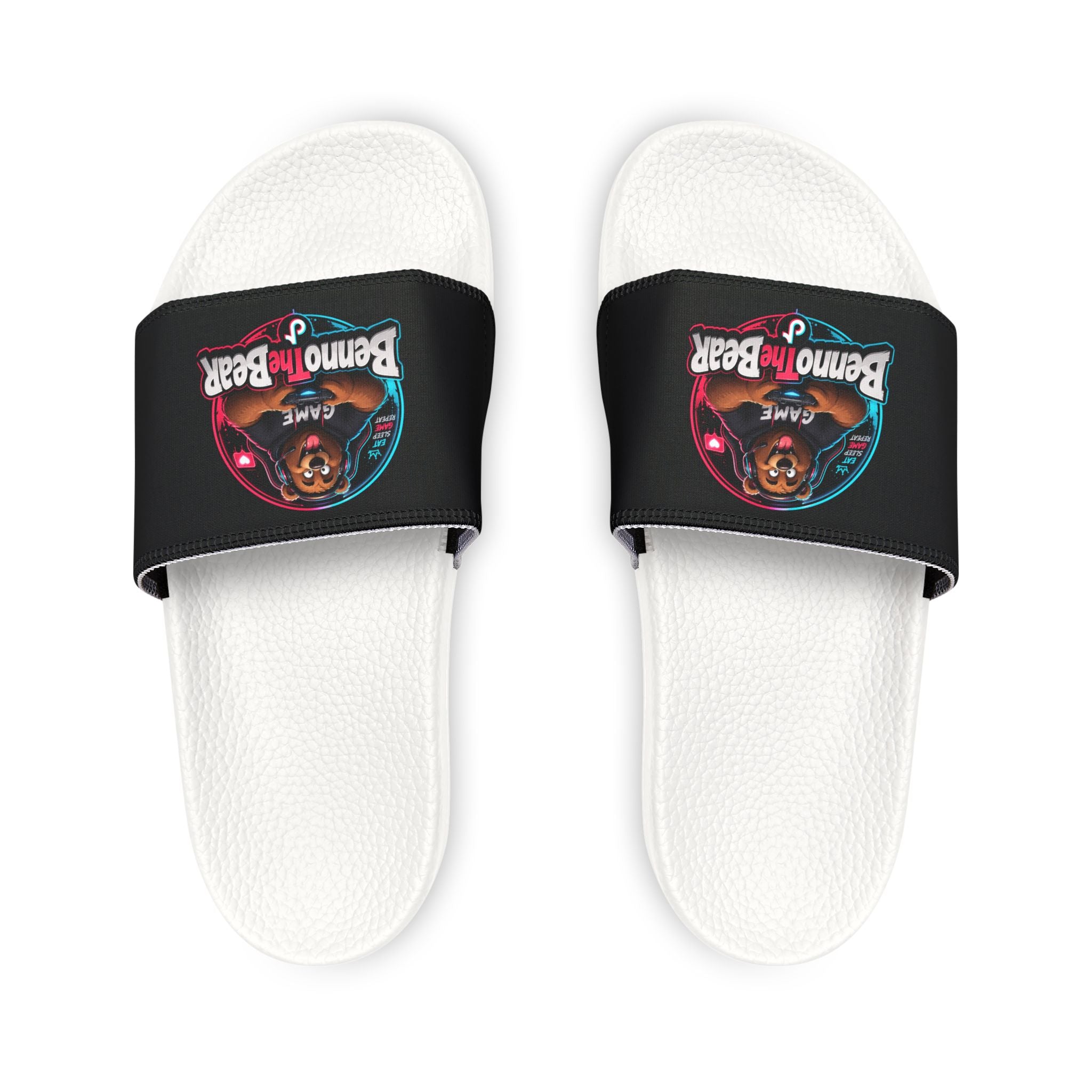 Men's Custom Slide Sandals — 'Benno the Bear' Graphic Removable-Strap Slides