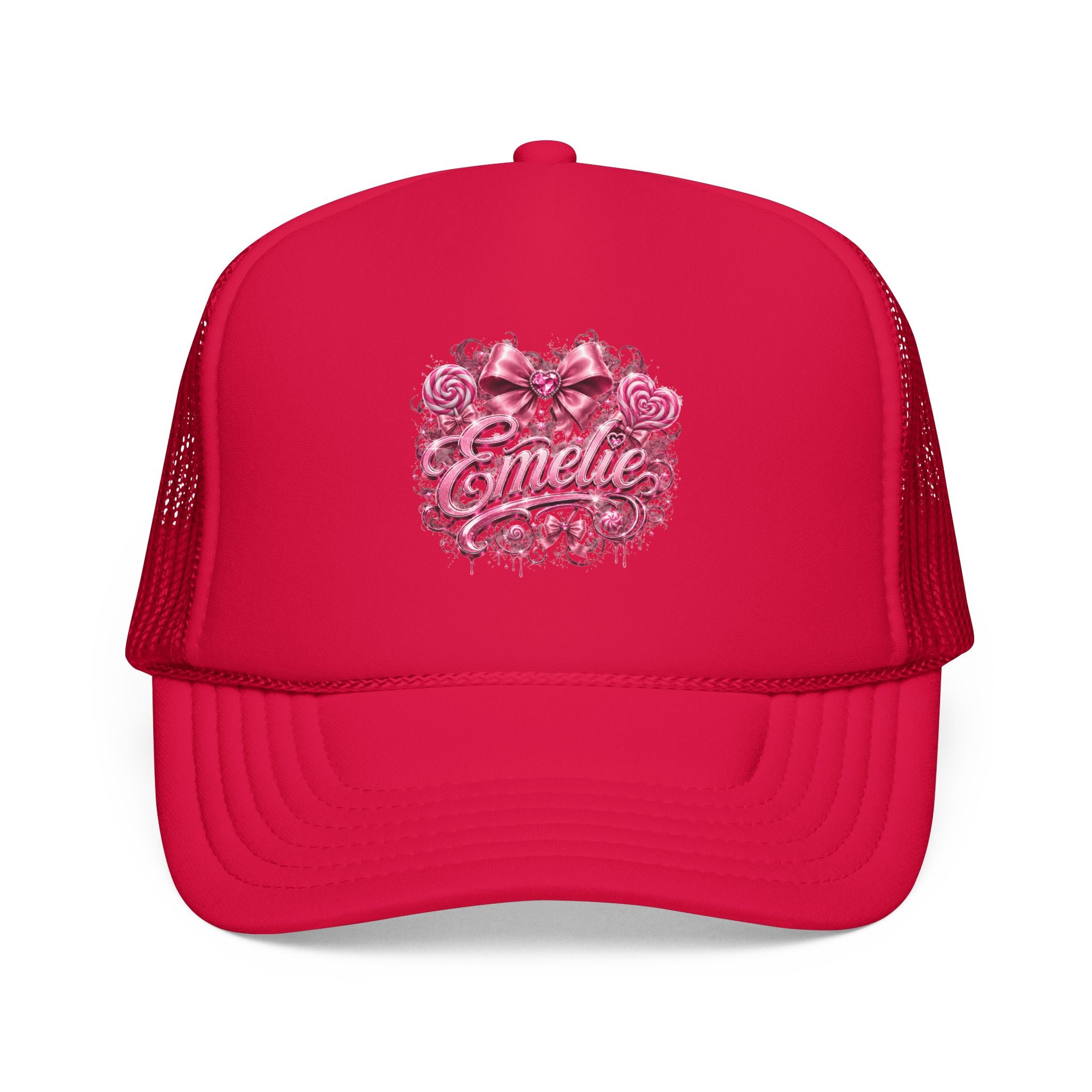 Trucker Hat — Pink Floral 'Enele' Bow Logo