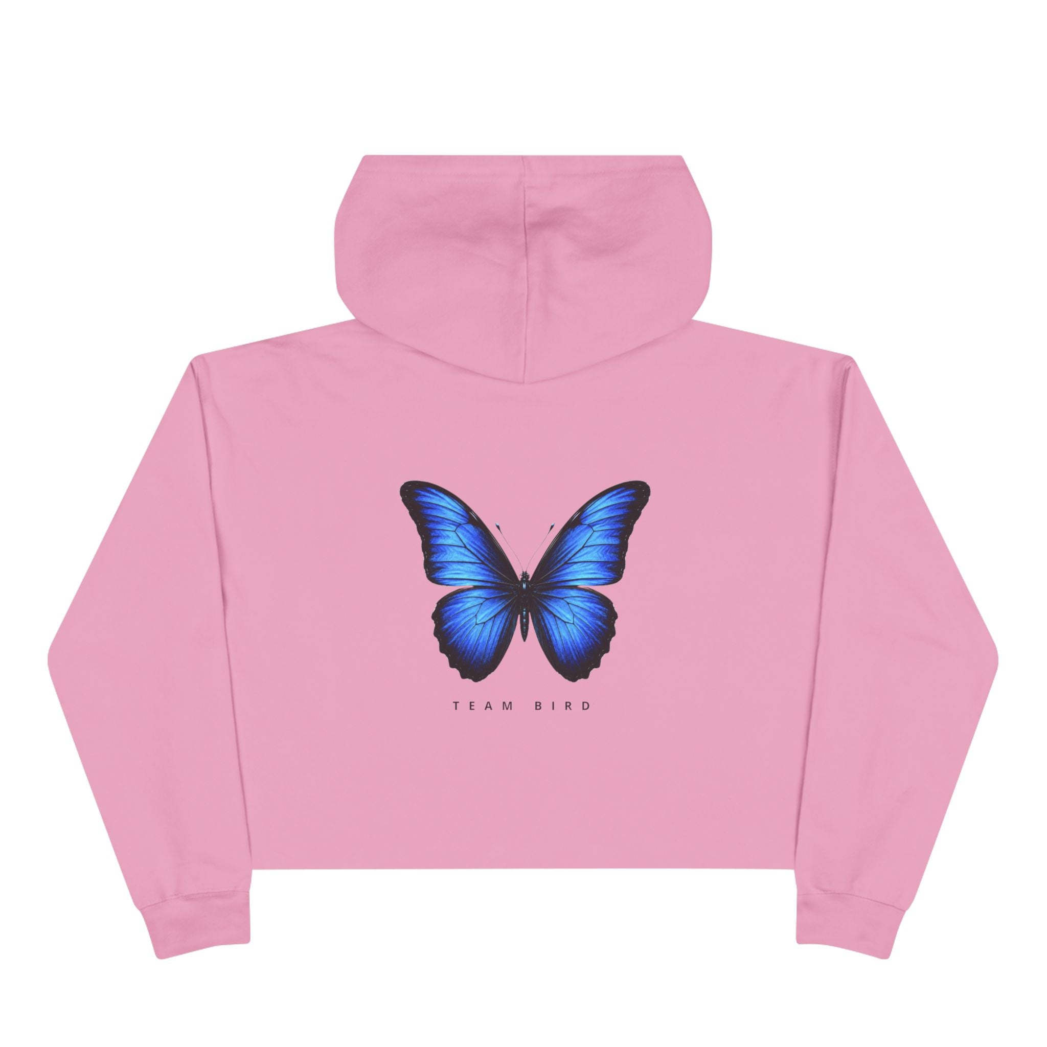 Butterfly Crop Hoodie — Minimal Blue Butterfly Graphic Crop Sweatshirt