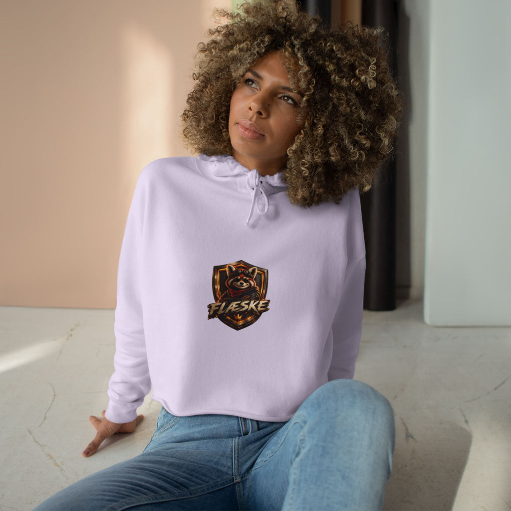 Raccoon Shield Crop Hoodie — Flaeske Gamer Logo Cropped Hoodie