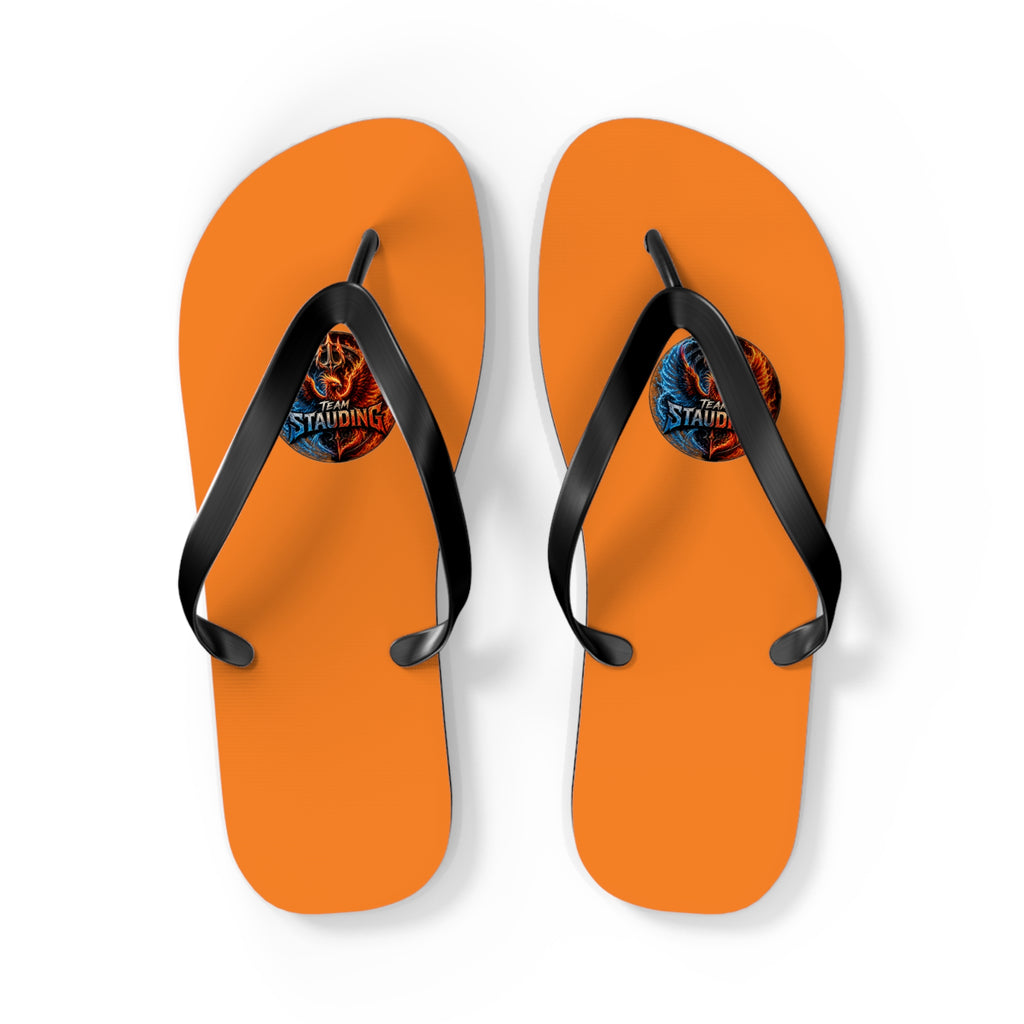 Orange Flip Flops with Small Tribal Sun Accent – Summer Beach Sandals