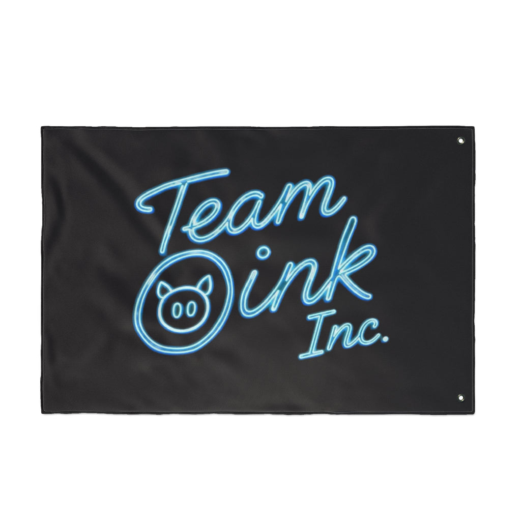 Team Oink Inc. Double-Sided Flag — Neon Script Pig Logo
