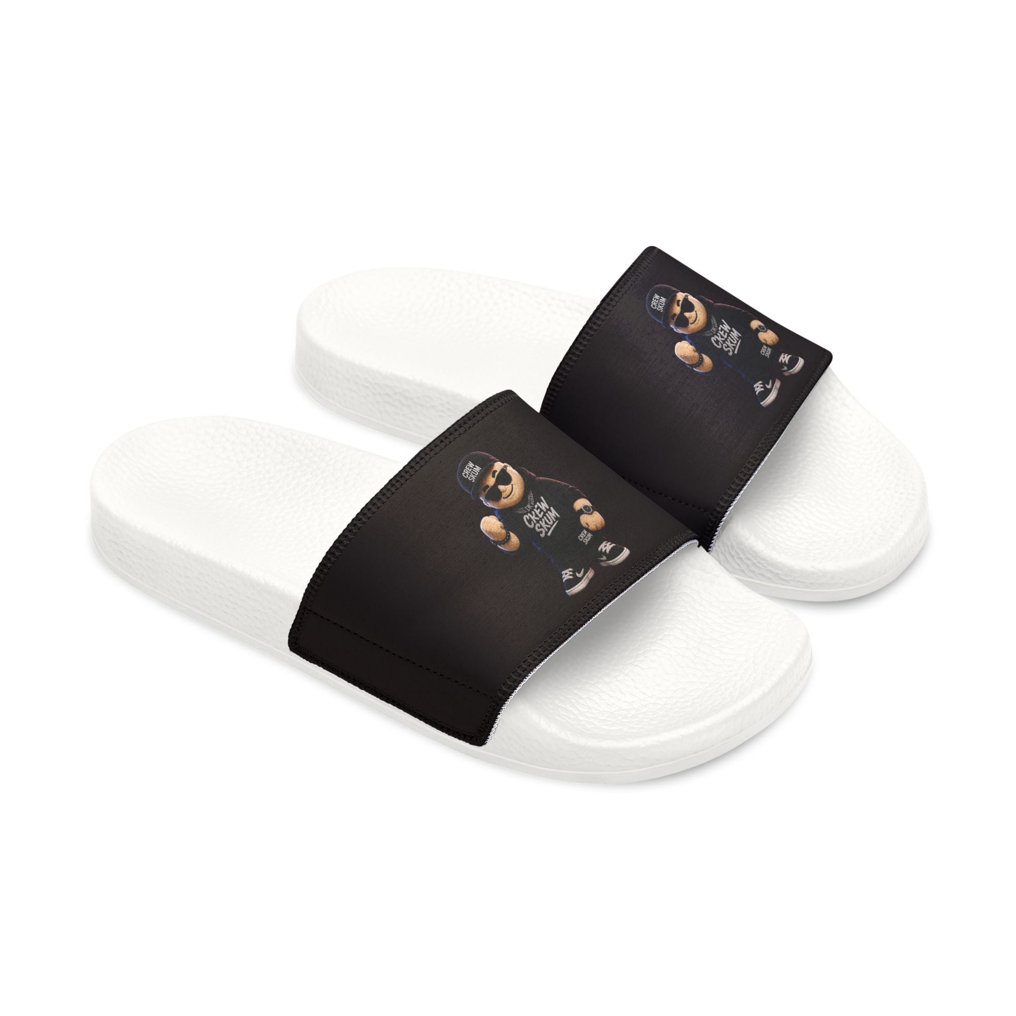 Men's Removable-Strap Slides — Black Bear Paw Graphic Pool & Casual Sandals