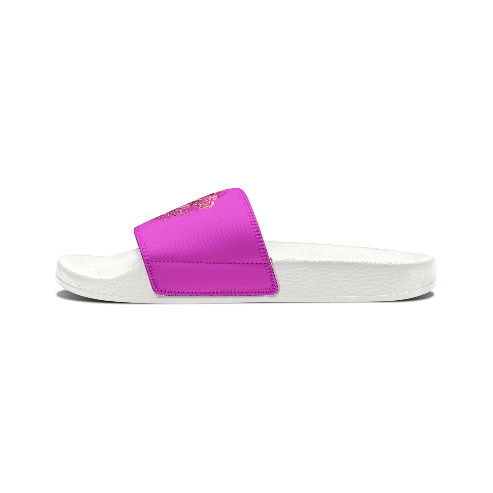 Men's Slide Sandals — Pink Floral 'Epic Mom' Embossed Strap