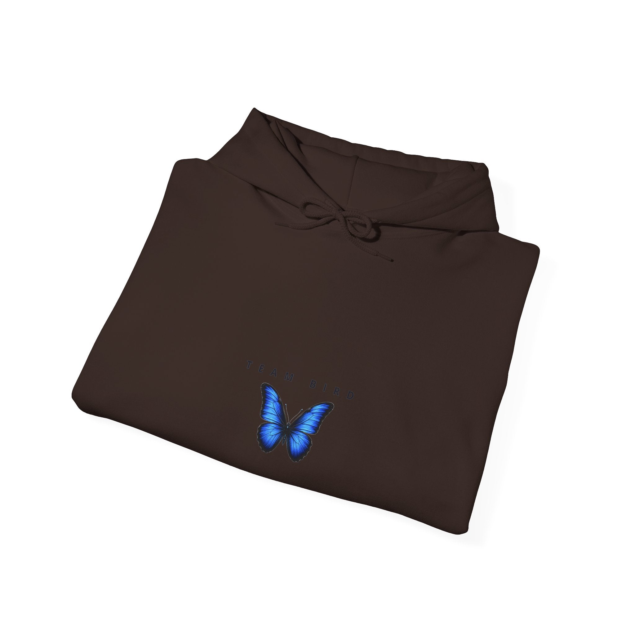 Butterfly Hoodie — "Team Bird" Blue Butterfly Graphic Hooded Sweatshirt