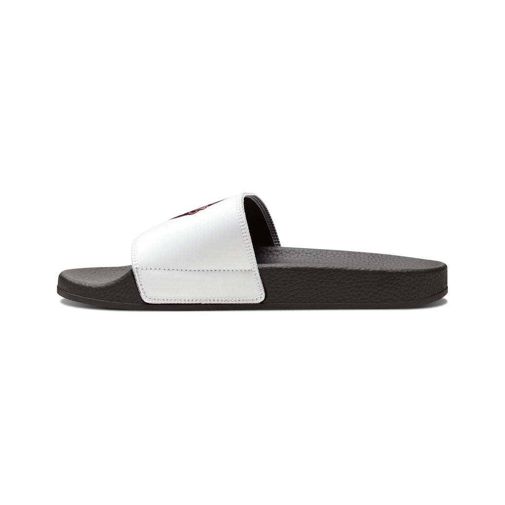 Slide Sandals — White Removable-Strap Slides with Pink 'Jammin' Heart' Logo