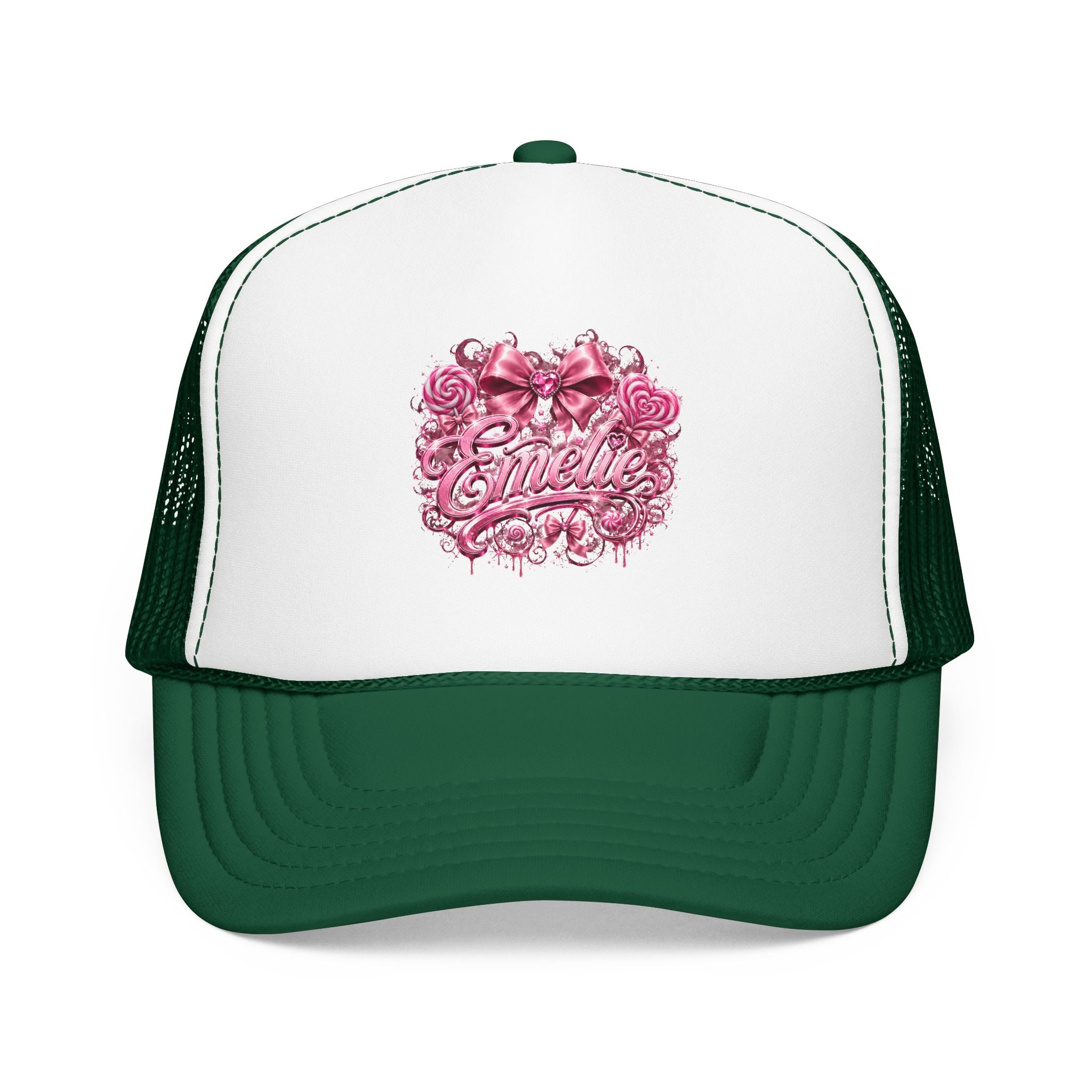 Trucker Hat — Pink Floral 'Enele' Bow Logo