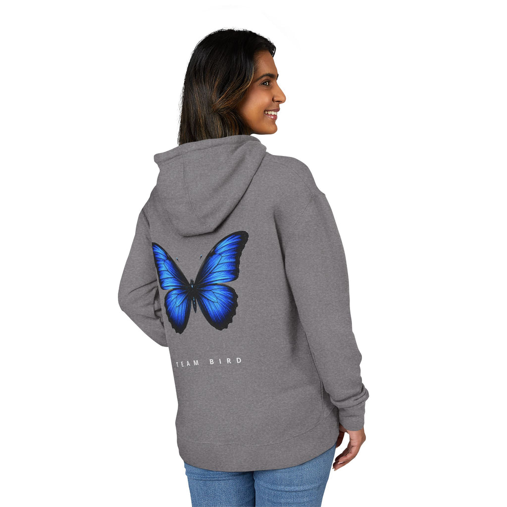 Butterfly Graphic Hoodie — "Team Bird" Blue Wing Pullover