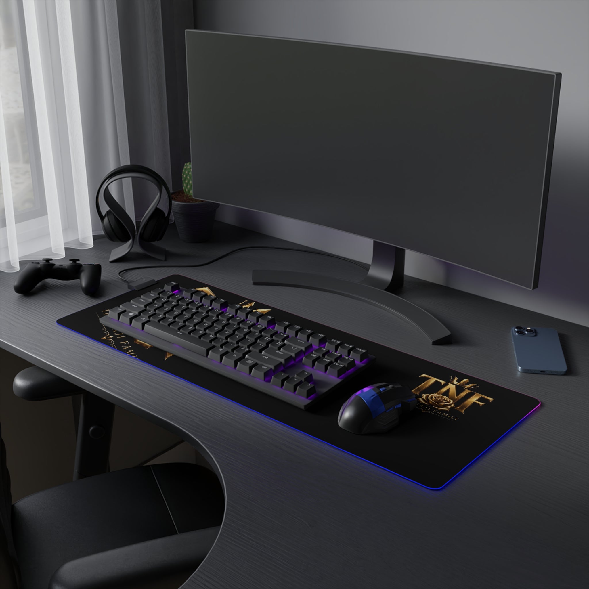 LED Gaming Mouse Pad — TNF The Naji Family Gold Crest RGB Desk Mat