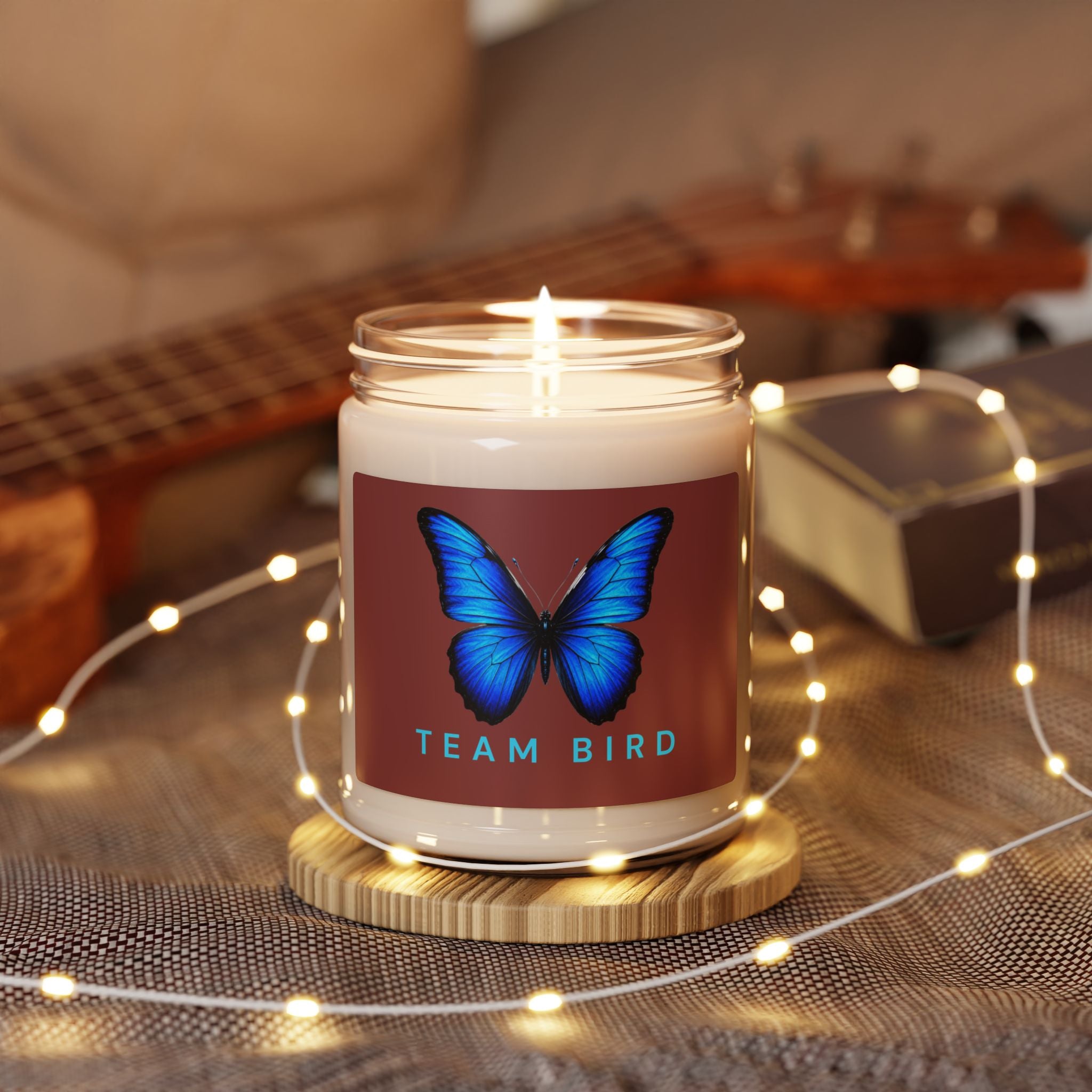 Team Bird Blue Butterfly Soy Candle – 9oz Scented Jar