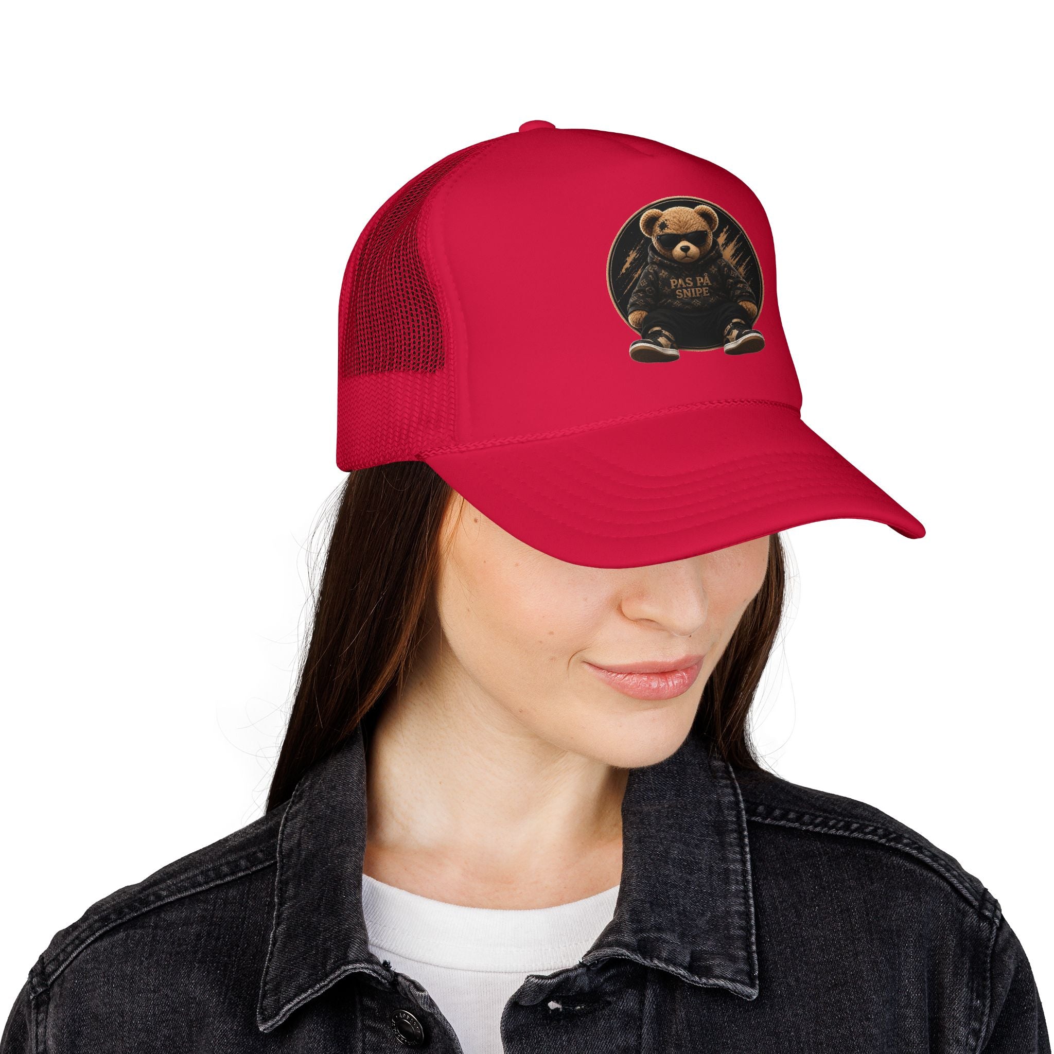 Teddy Bear Trucker Hat — Vintage "Pas de Panier" Patch Cap