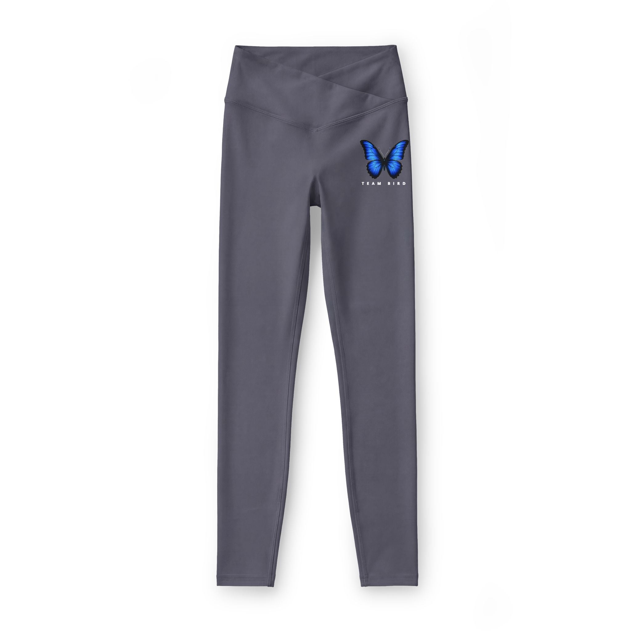 Butterfly Luxe Leggings — Blue Butterfly "Good Vibes" High-Waist Active Leggings