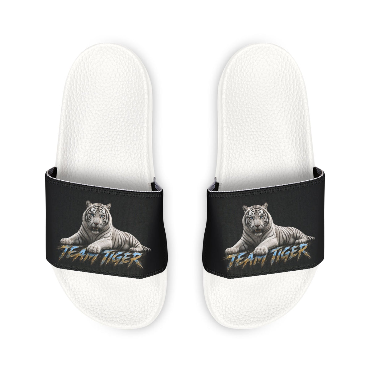 Tiger Graphic Slide Sandals — "Team Tiger" Removable-Strap Men's Slides