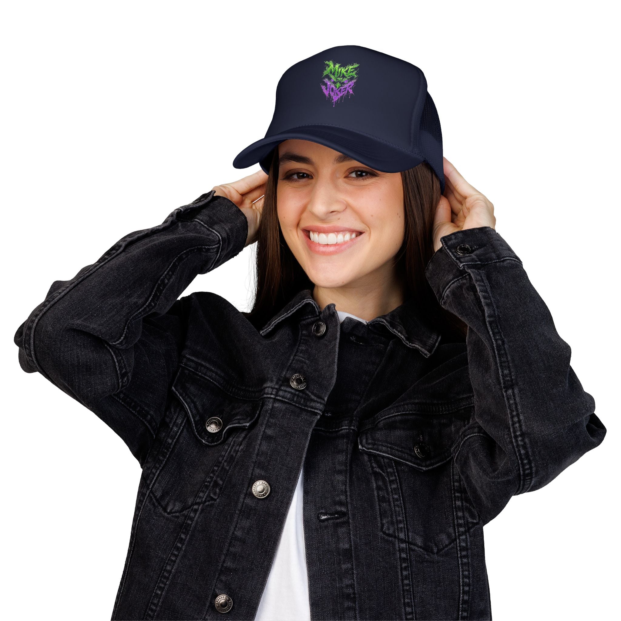 Trucker Hat with Neon Grunge Heart Logo