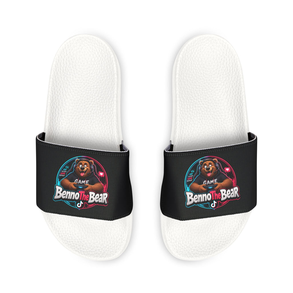 Men's Custom Slide Sandals — 'Benno the Bear' Graphic Removable-Strap Slides