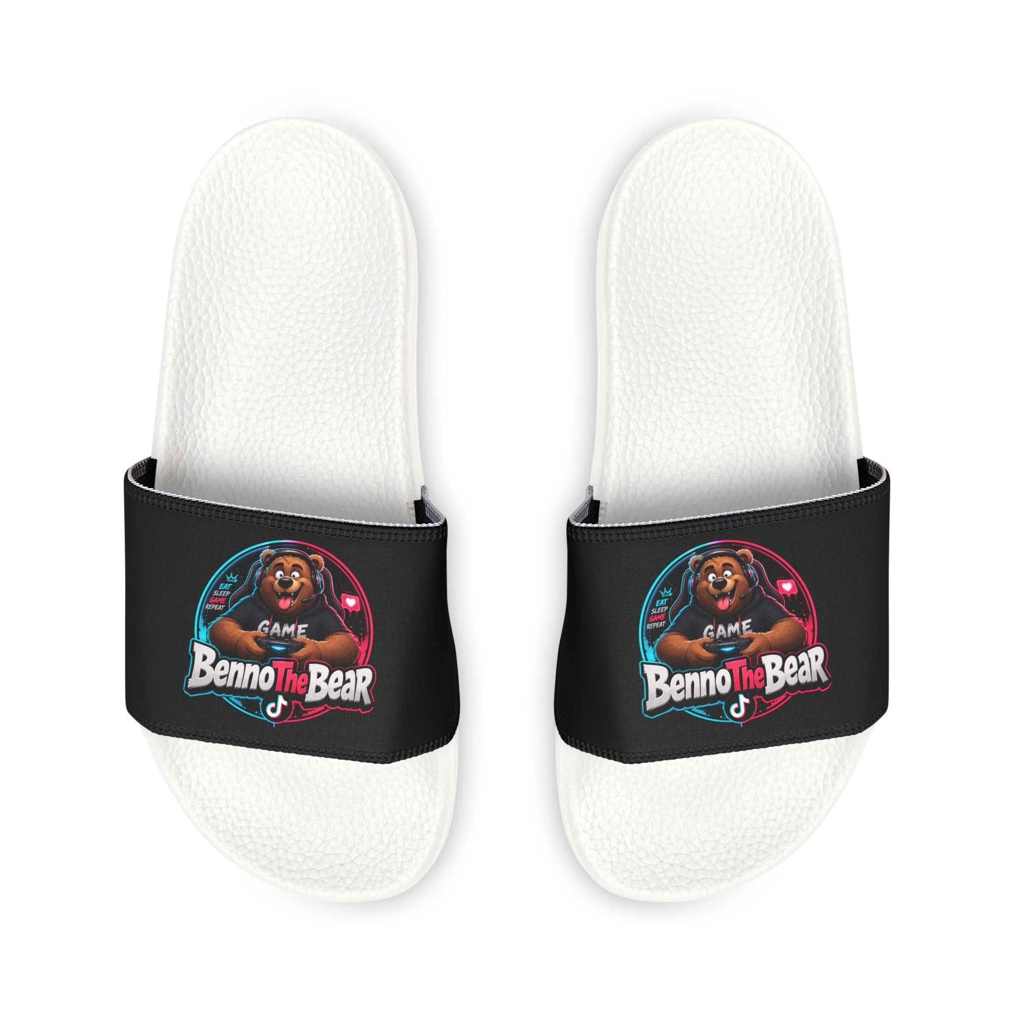 Men's Custom Slide Sandals — 'Benno the Bear' Graphic Removable-Strap Slides