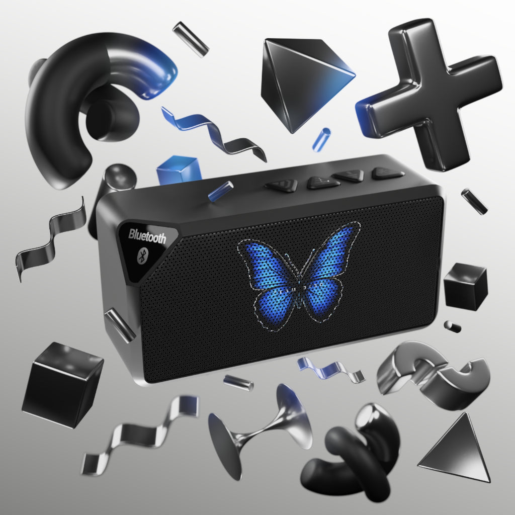Blue Butterfly Bluetooth Speaker — Portable Wireless Speaker with LED Design