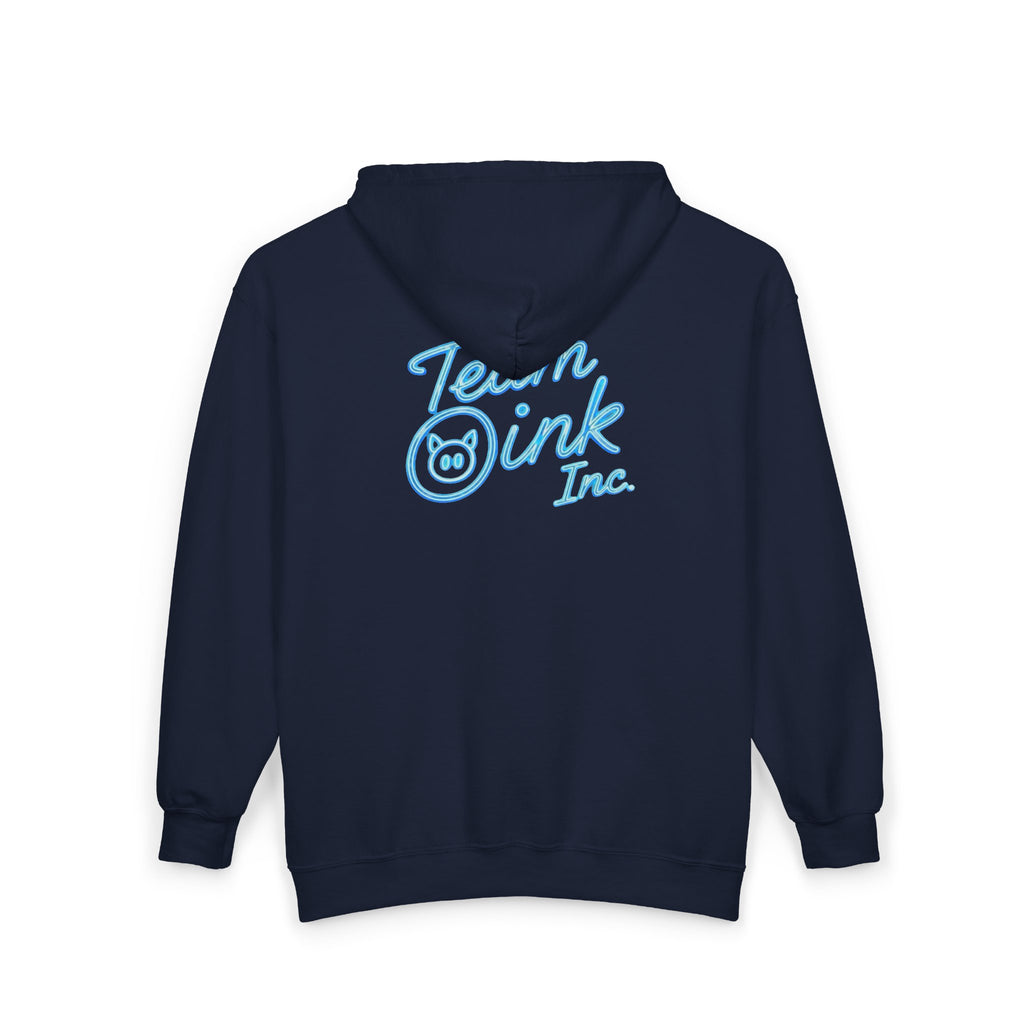 Team Ink Inc. Full-Zip Hoodie — Retro Script Logo Zip-Up Sweatshirt