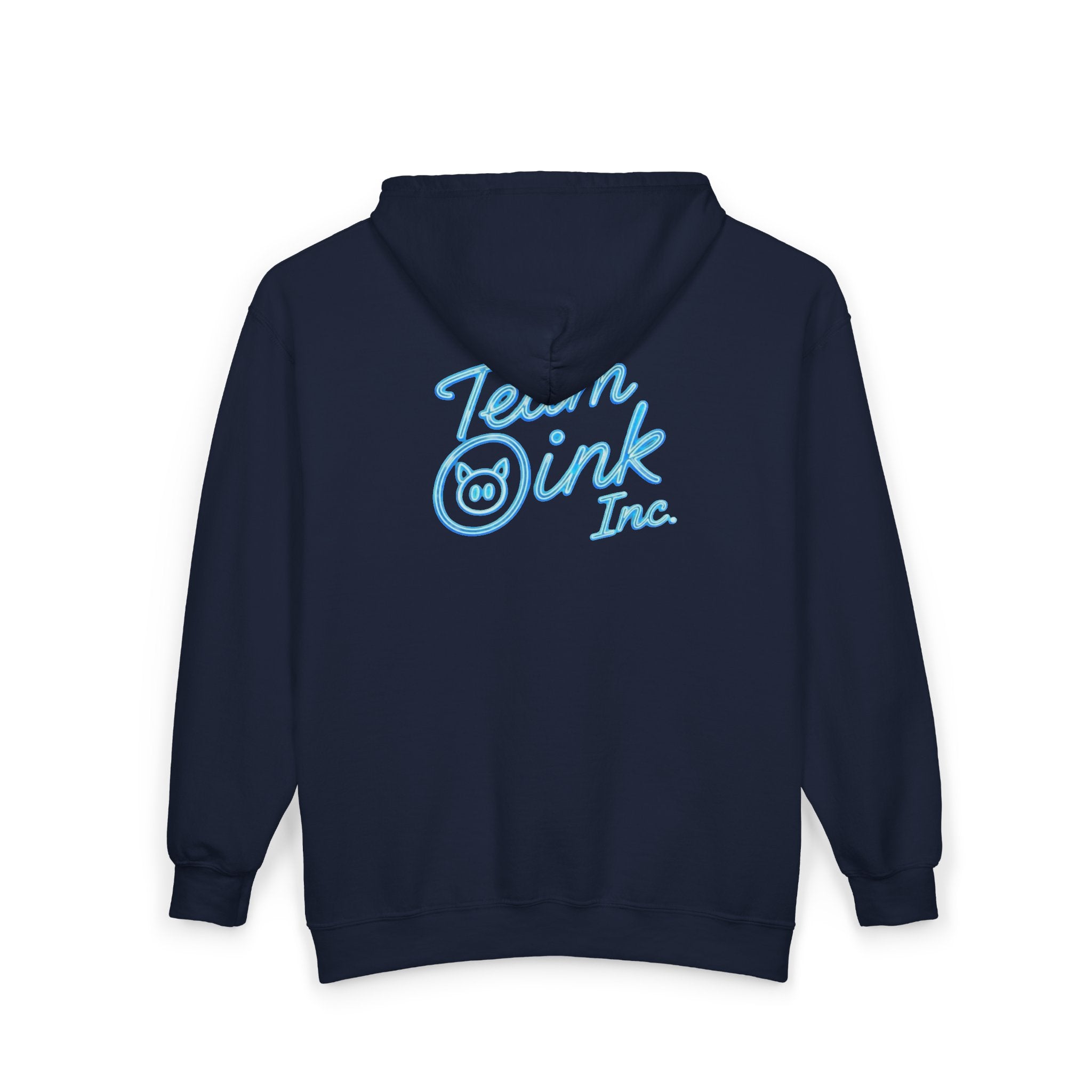 Team Ink Inc. Full-Zip Hoodie — Retro Script Logo Zip-Up Sweatshirt