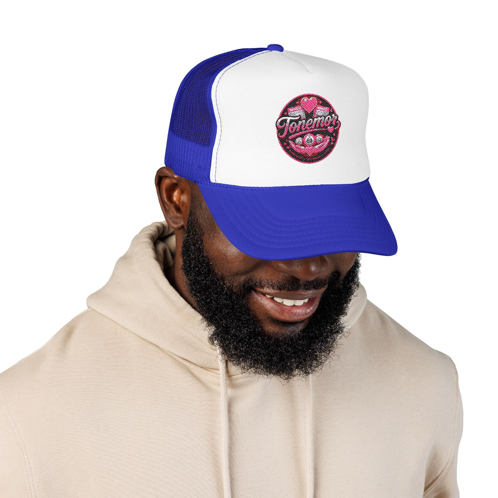 Foam Trucker Hat — Pink Glitter "Tenerme" Heart Patch Cap