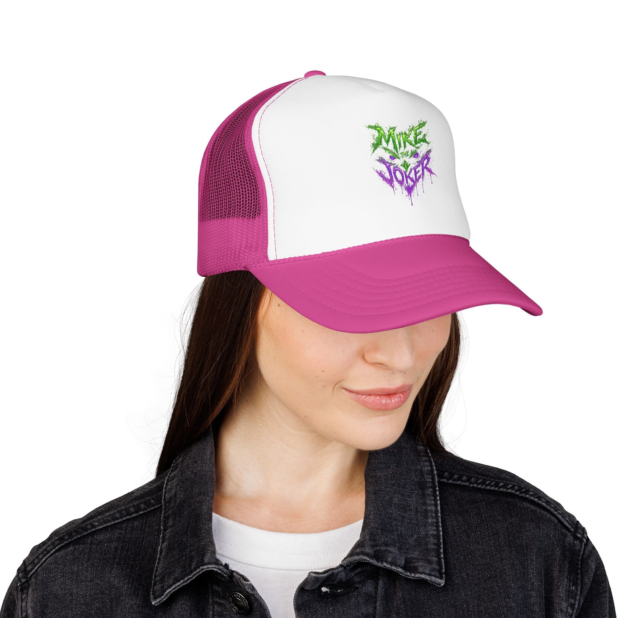 Trucker Hat with Neon Grunge Heart Logo