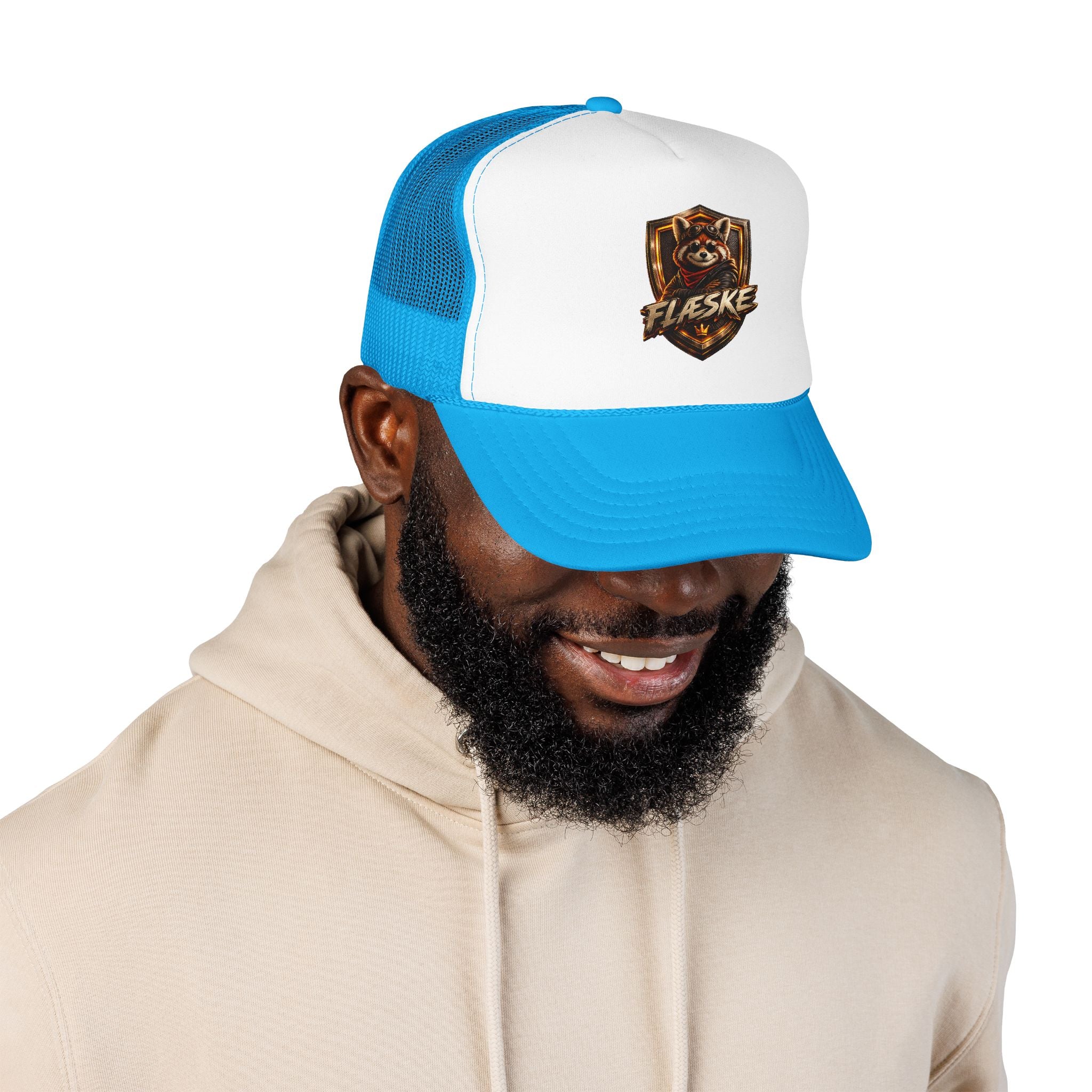 Ember Raccoon Shield Trucker Hat